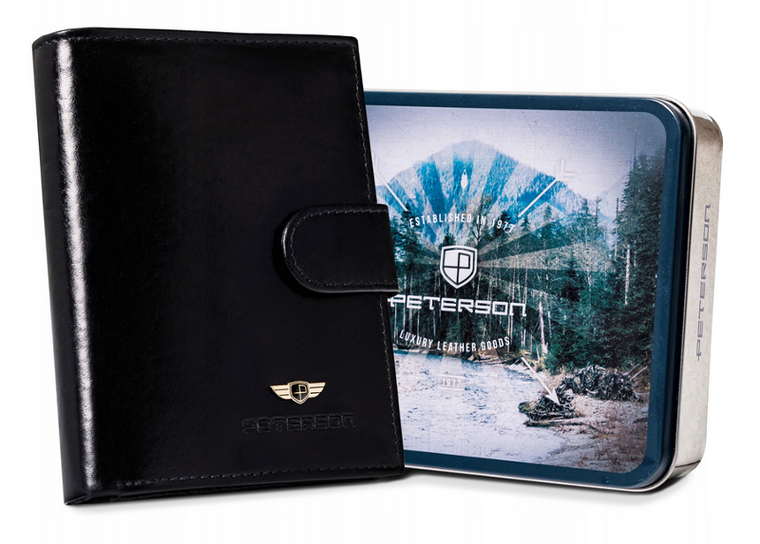 Portfel, czarny, skórzany, Peterson
