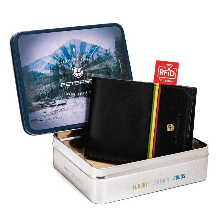 Portfel, czarny, skórzany, Peterson