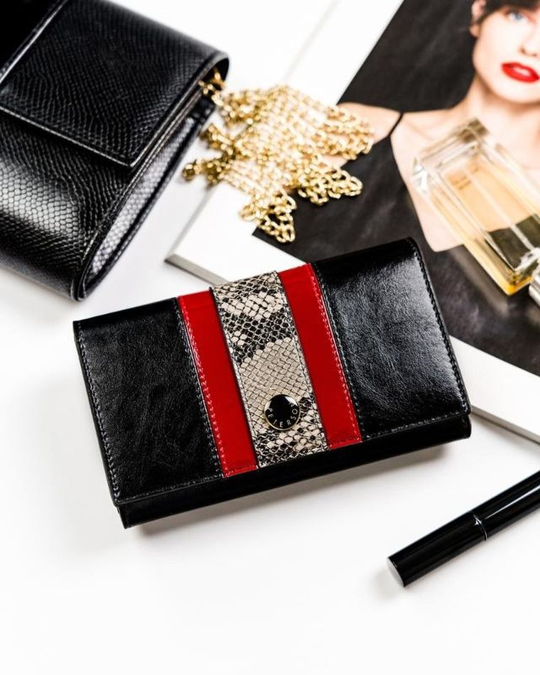 Portfel, czarny, skórzany, Peterson