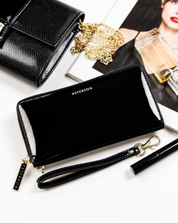 Portfel, czarny, skórzany, Peterson