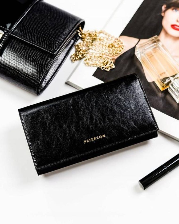 Portfel, czarny, skórzany, Peterson