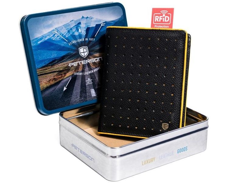 Portfel, czarny, skórzany, Peterson