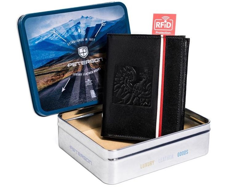 Portfel, czarny, skórzany, Peterson