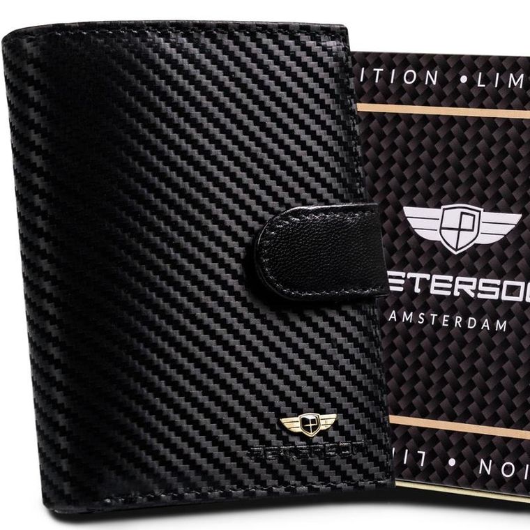 Portfel, czarny, skórzany, Peterson