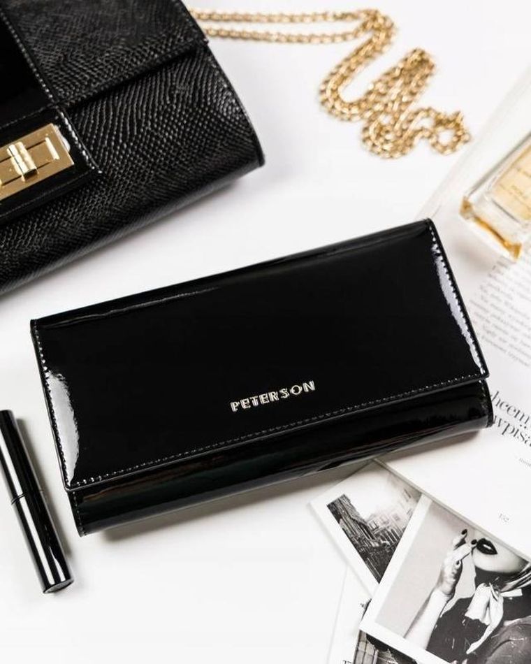 Portfel, czarny, skórzany, Peterson