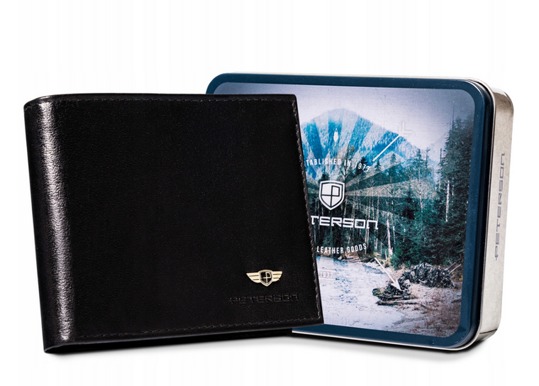 Portfel, czarny, skórzany, Peterson