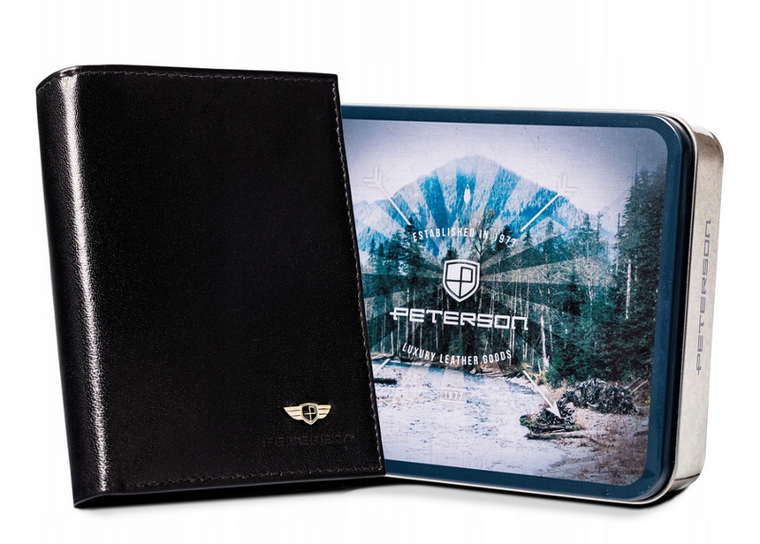 Portfel, czarny, skórzany, Peterson