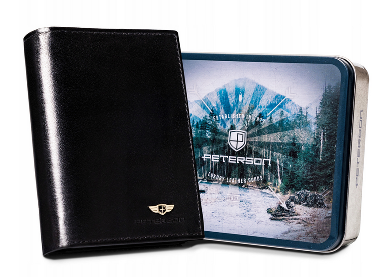 Portfel, czarny, skórzany, Peterson