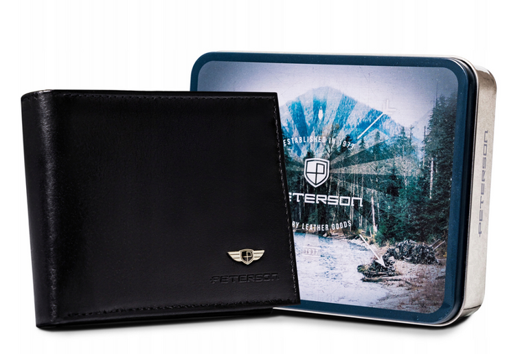 Portfel, czarny, skórzany, Peterson