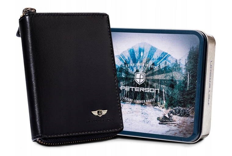 Portfel, czarny, skórzany, Peterson