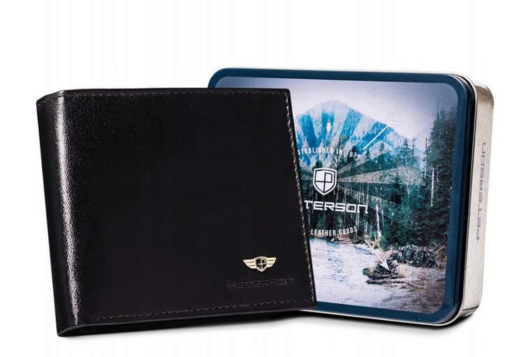 Portfel, czarny, skórzany, Peterson