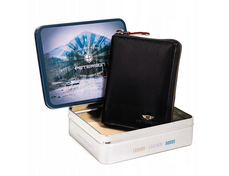 Portfel, czarny, skórzany, Peterson