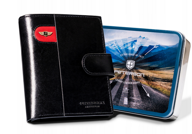 Portfel, czarny, skórzany, Peterson