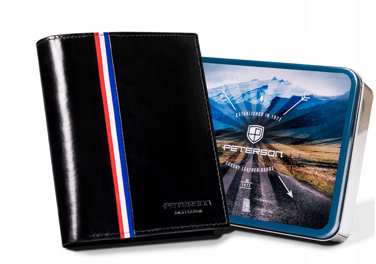 Portfel, czarny, skórzany, Peterson