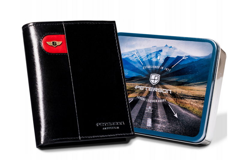 Portfel, czarny, skórzany, Peterson