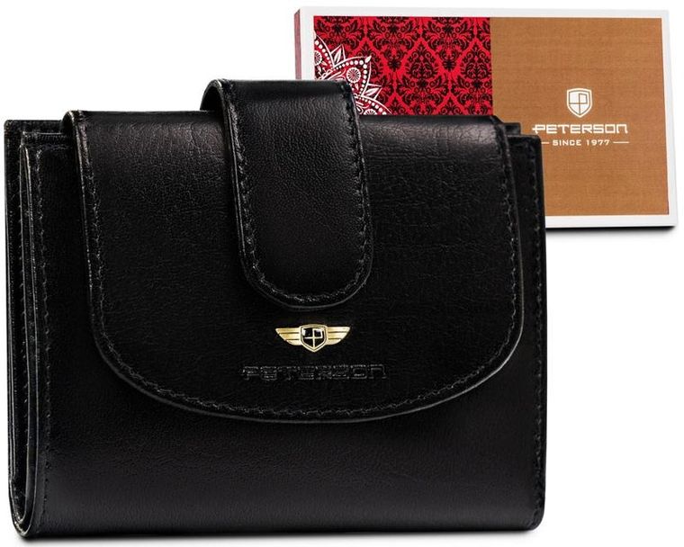 Portfel, czarny, skórzany, Peterson