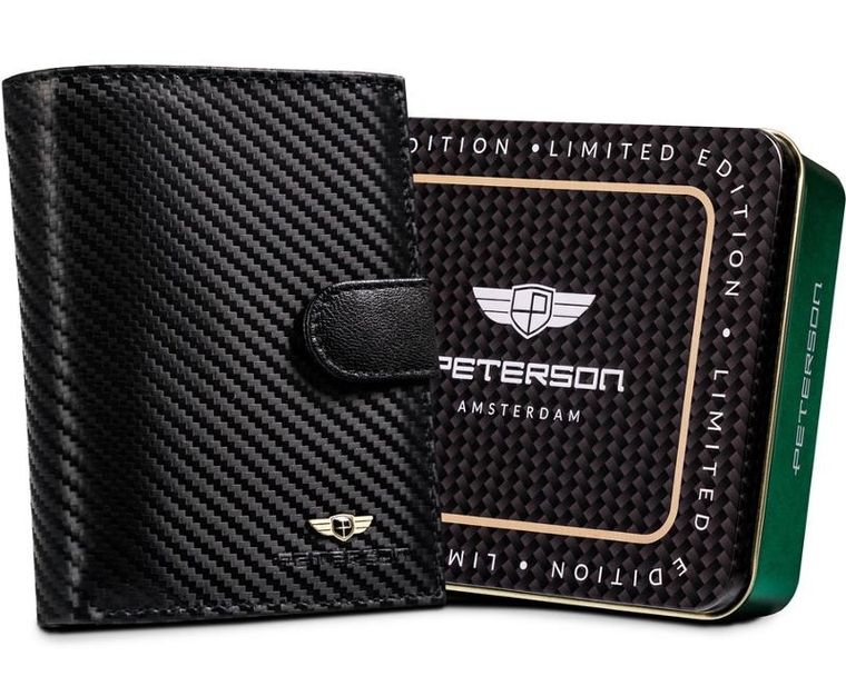 Portfel, czarny, skórzany, Peterson