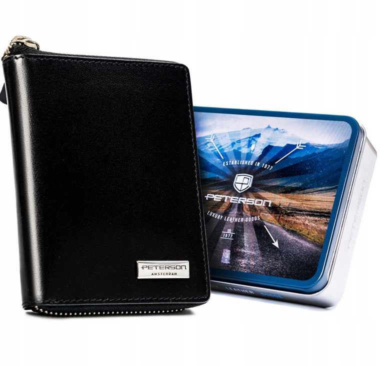 Portfel, czarny, skórzany, Peterson