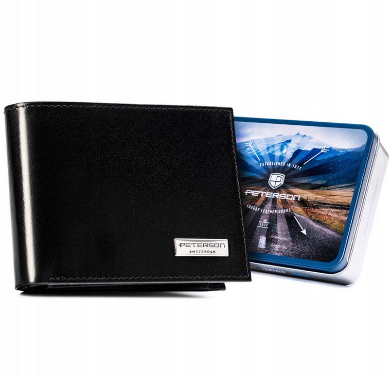 Portfel, czarny, skórzany, Peterson