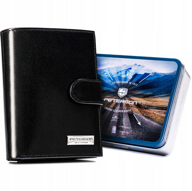 Portfel, czarny, skórzany, Peterson