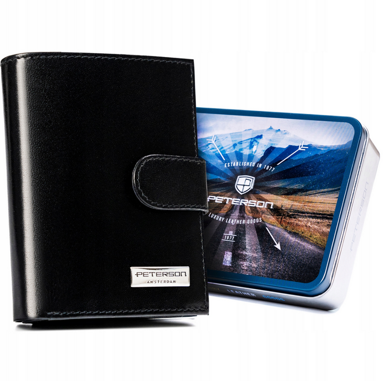 Portfel, czarny, skórzany, Peterson