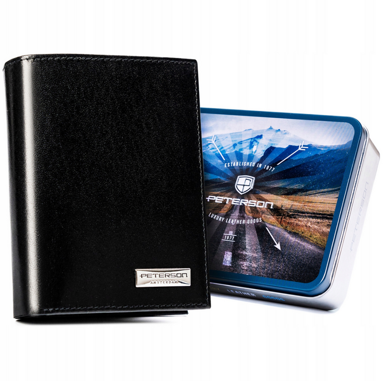 Portfel, czarny, skórzany, Peterson