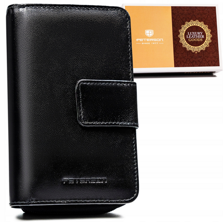 Portfel, czarny, skórzany, Peterson