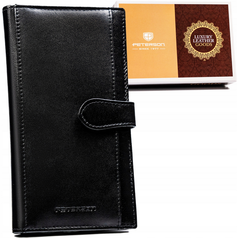Portfel, czarny, skórzany, Peterson