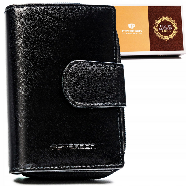 Portfel, czarny, skórzany, Peterson