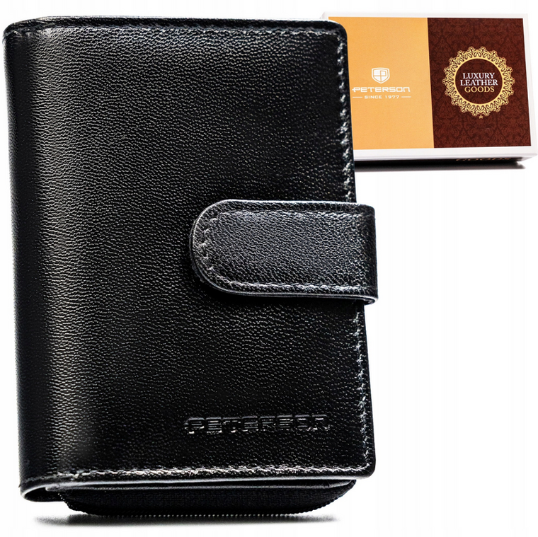 Portfel, czarny, skórzany, Peterson