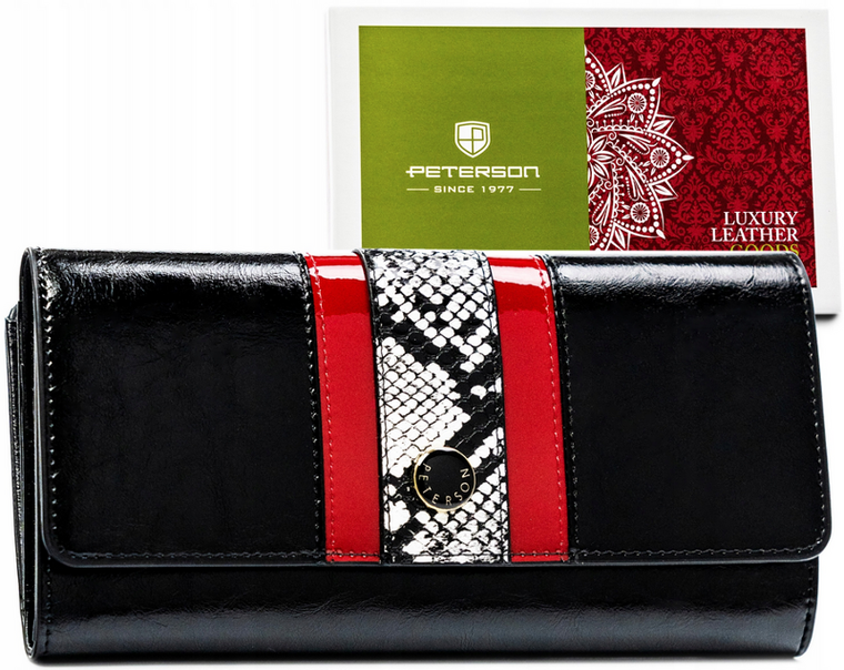 Portfel, czarny, skórzany, Peterson