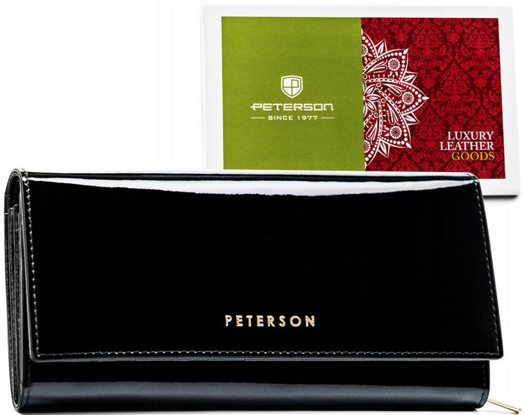 Portfel, czarny, skórzany, Peterson