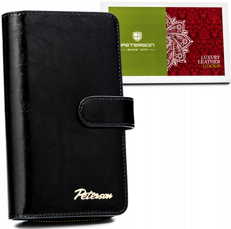 Portfel, czarny, skórzany, Peterson