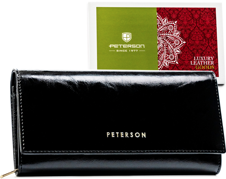 Portfel, czarny, skórzany, Peterson