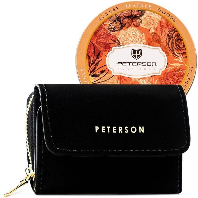 Portfel, czarny, skórzany, Peterson