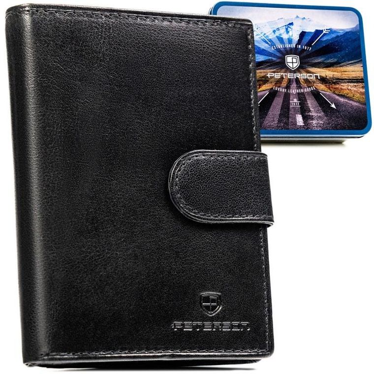 Portfel, czarny, skórzany, Peterson