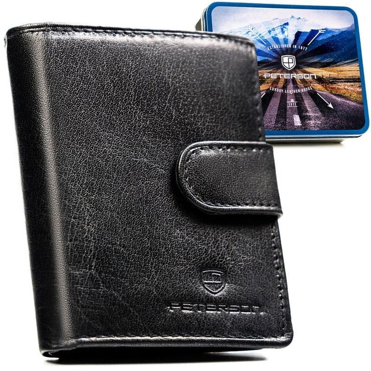 Portfel, czarny, skórzany, Peterson