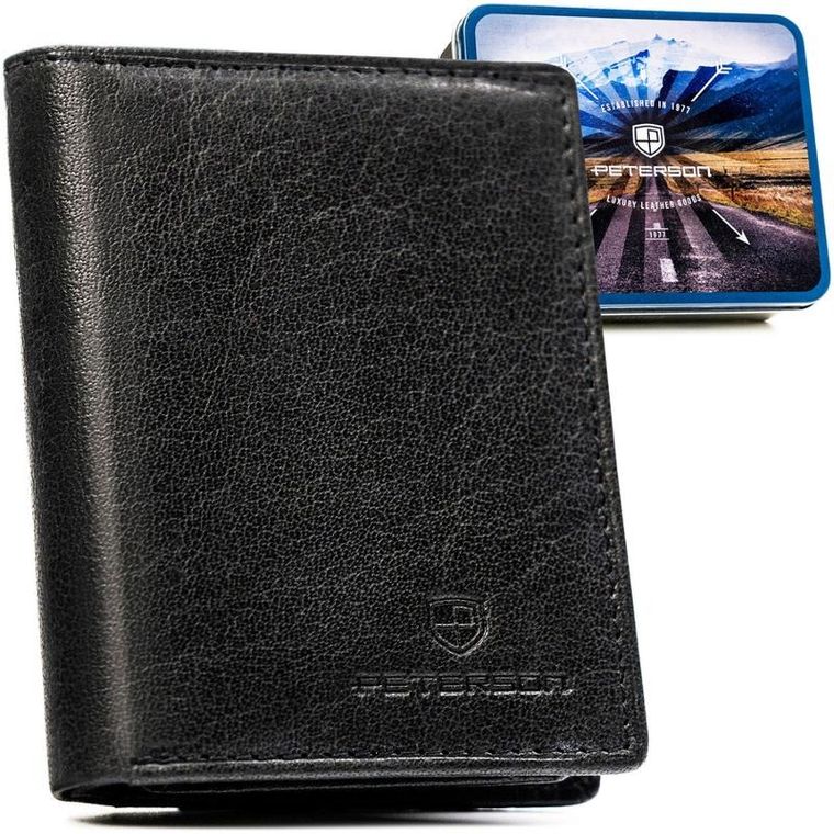 Portfel, czarny, skórzany, Peterson