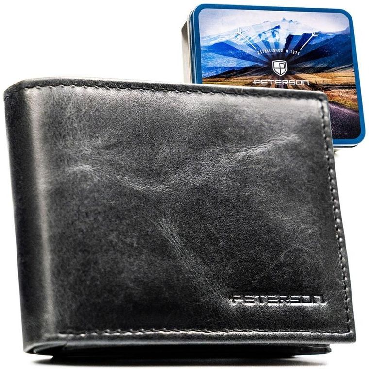 Portfel, czarny, skórzany, Peterson