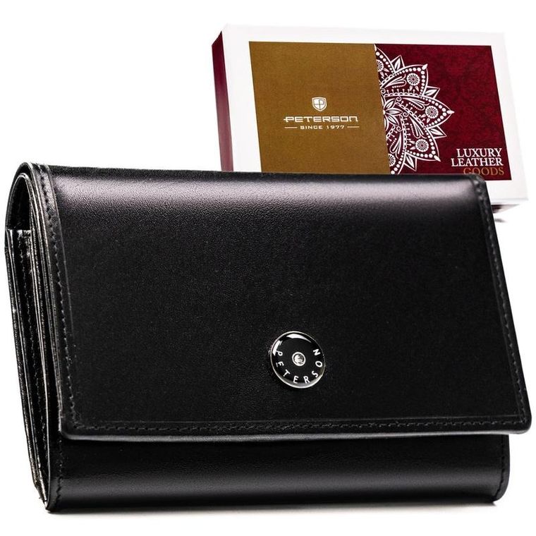 Portfel, czarny, skórzany, Peterson
