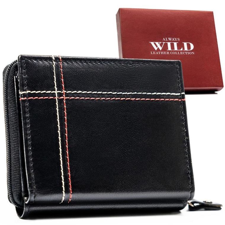 Portfel, czarny, skórzany, RFID, Always Wild