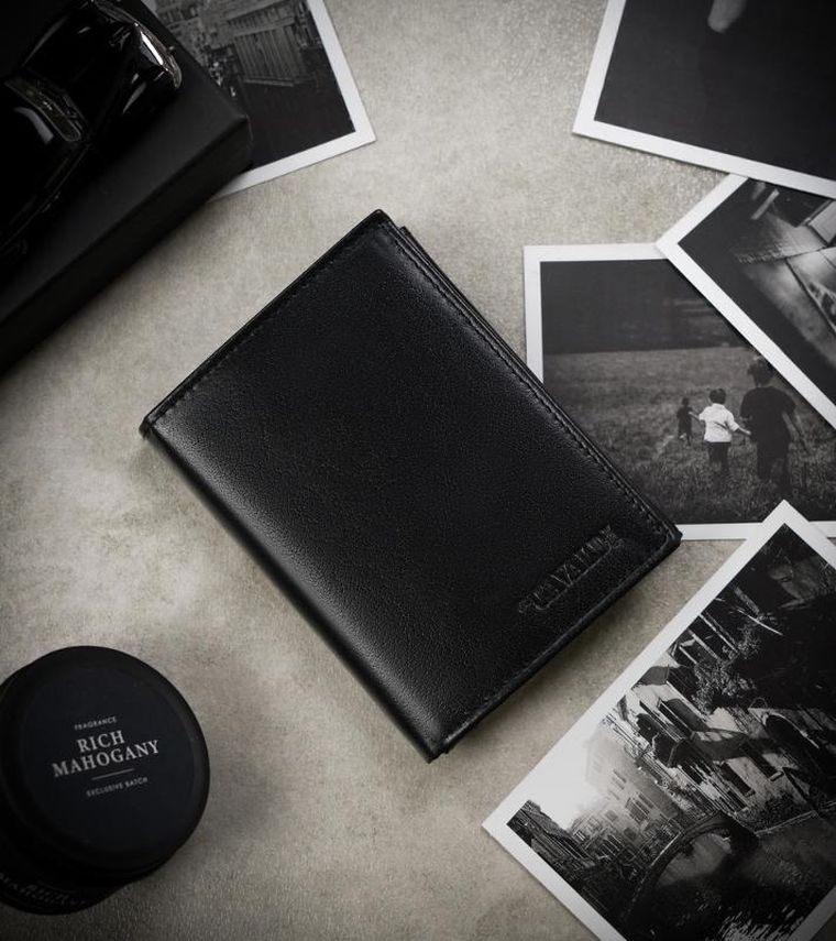 Portfel, czarny, skórzany, RFID, Cavaldi