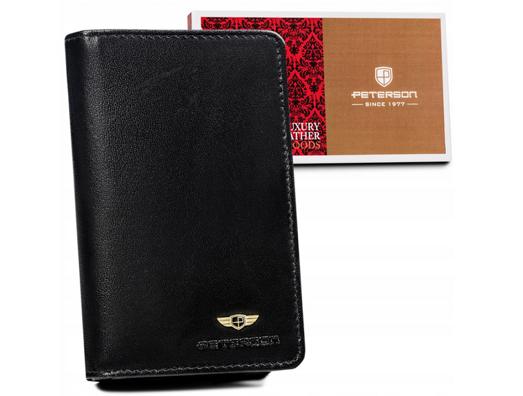 Portfel, czarny, skórzany, RFID, Peterson