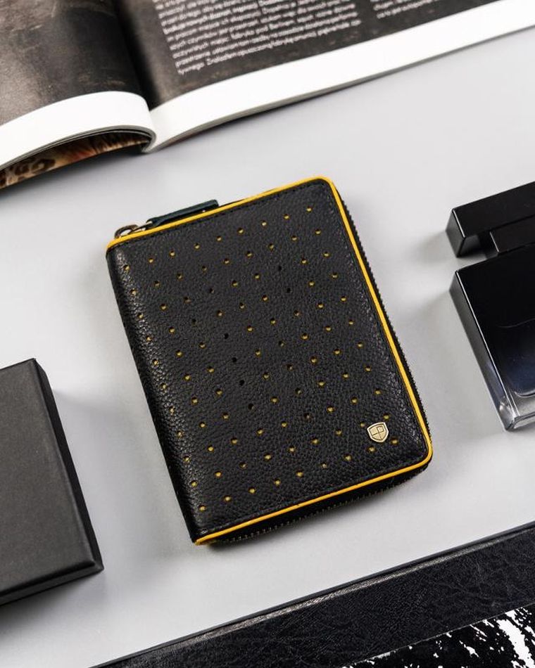 Portfel, czarny, skórzany, RFID, Peterson