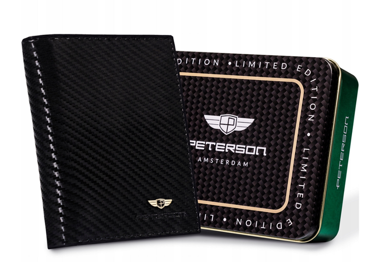 Portfel, czarny, skórzany, RFID, Peterson