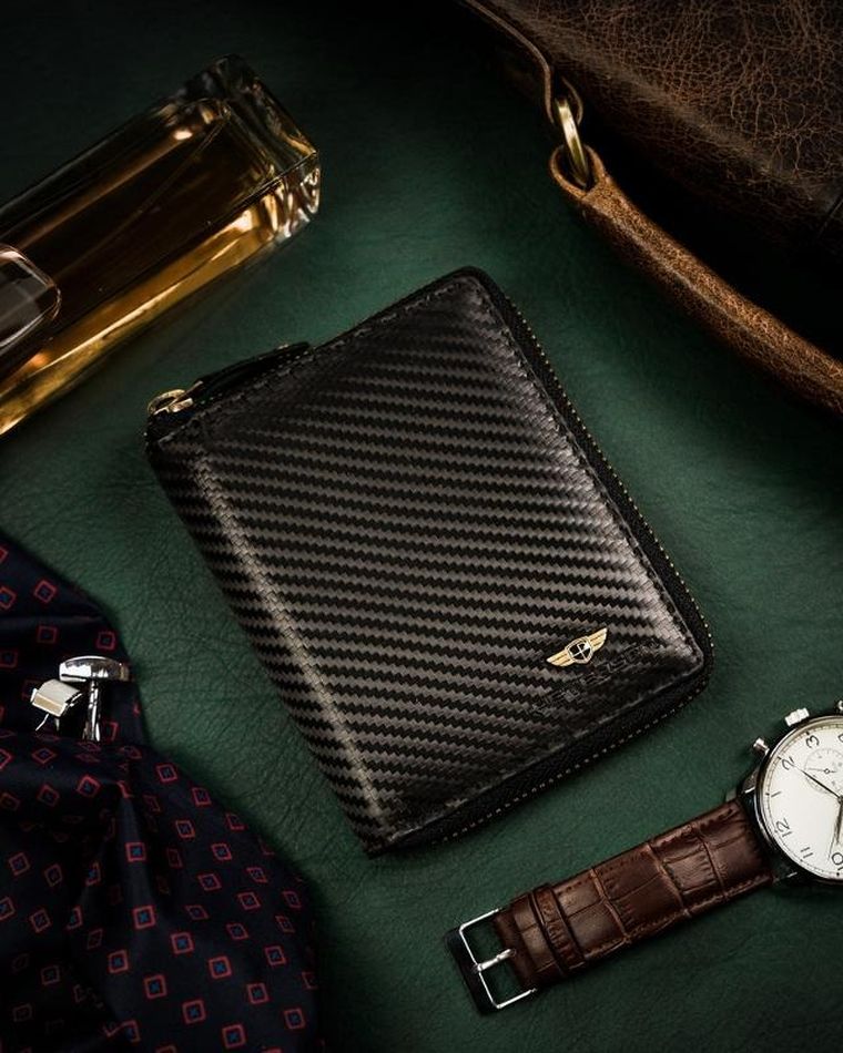 Portfel, czarny, skórzany, RFID, Peterson