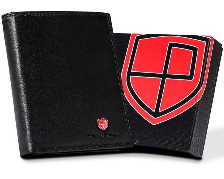 Portfel, czarny, skórzany, RFID, Peterson