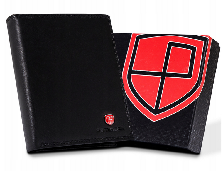 Portfel, czarny, skórzany, RFID, Peterson