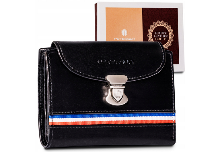 Portfel, czarny, skórzany, RFID, Peterson