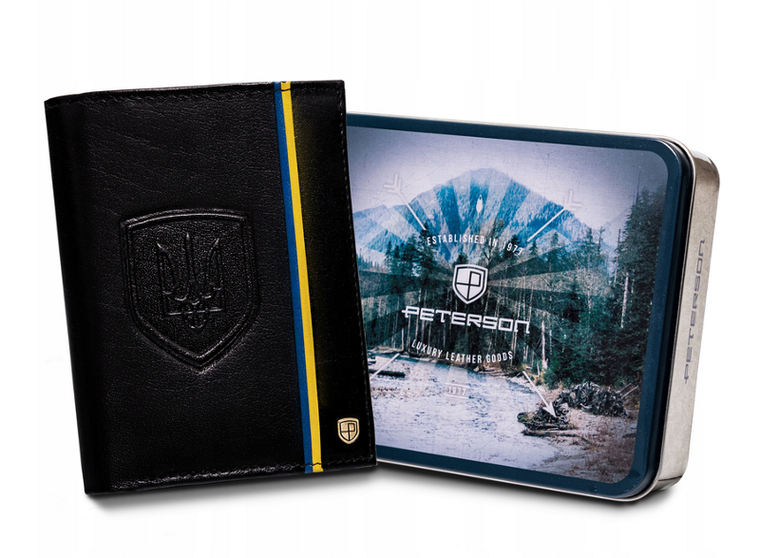 Portfel, czarny, skórzany, RFID, Peterson